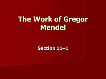 11.1 the work of gregor mendel answer key