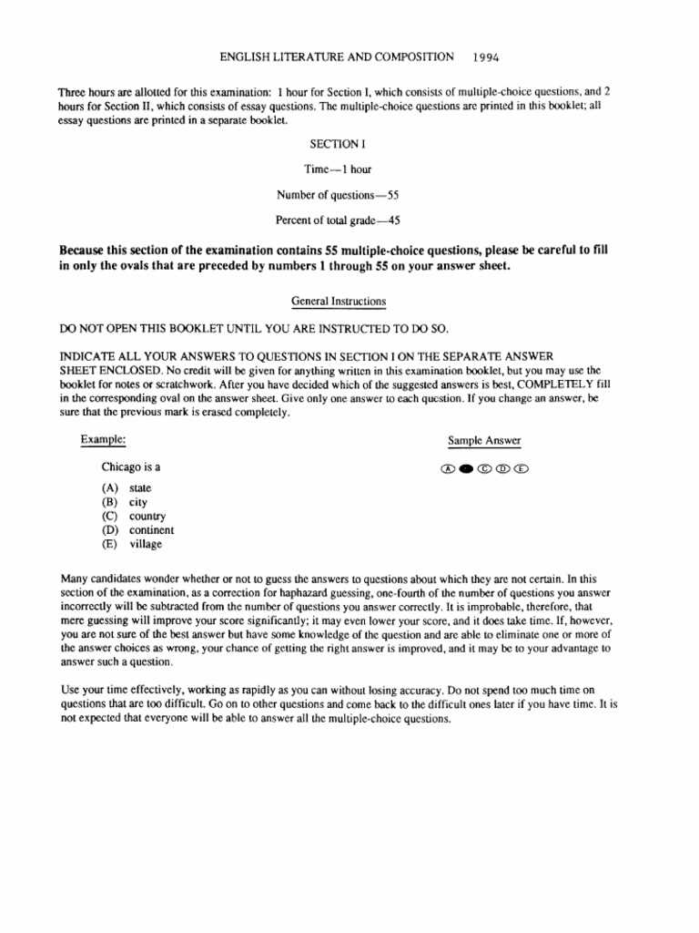 1999 ap literature multiple choice answers