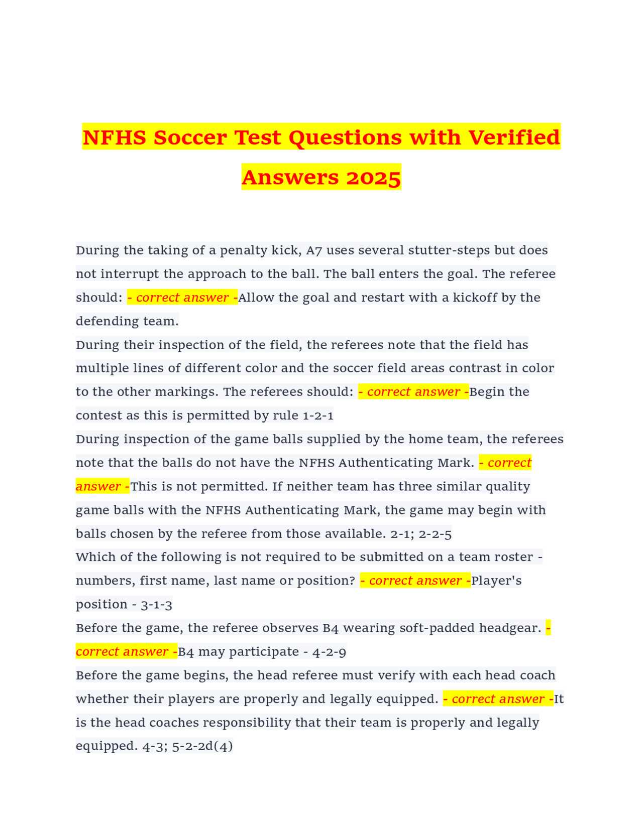 2025 nfhs football exam part 1 answers