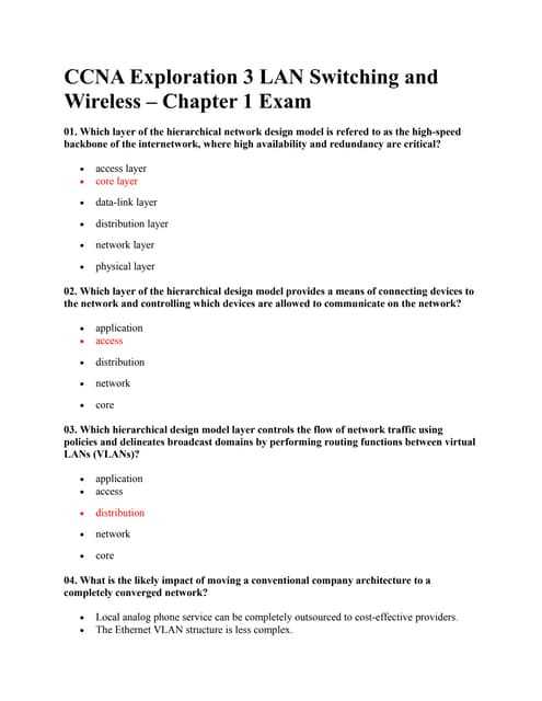 ccna 3 chapter 1 exam answers