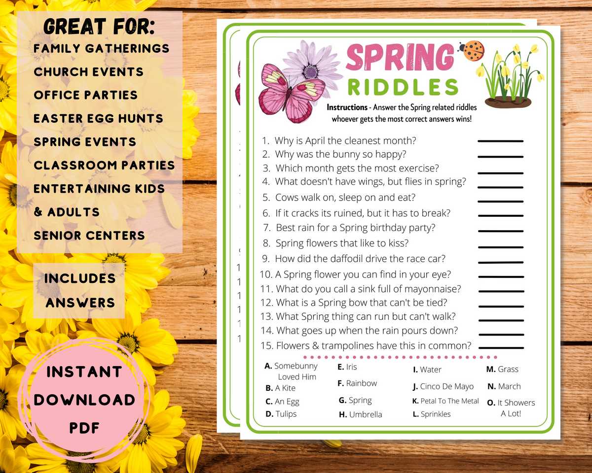 printable riddles with answers