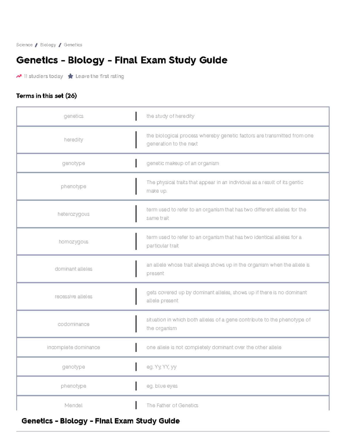 biology end of course exam study guide answers