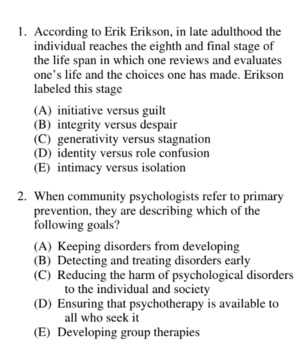 2015 ap psychology exam multiple choice answers