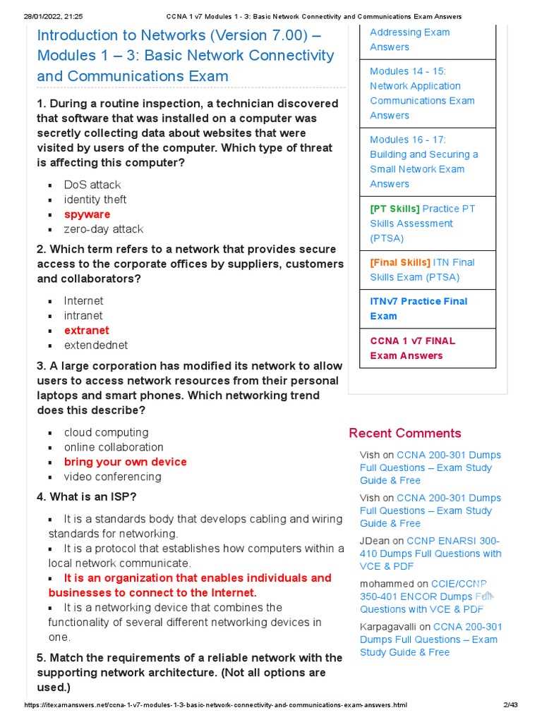 ccna 3 chapter 1 exam answers