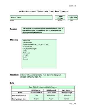 flame test lab answer key