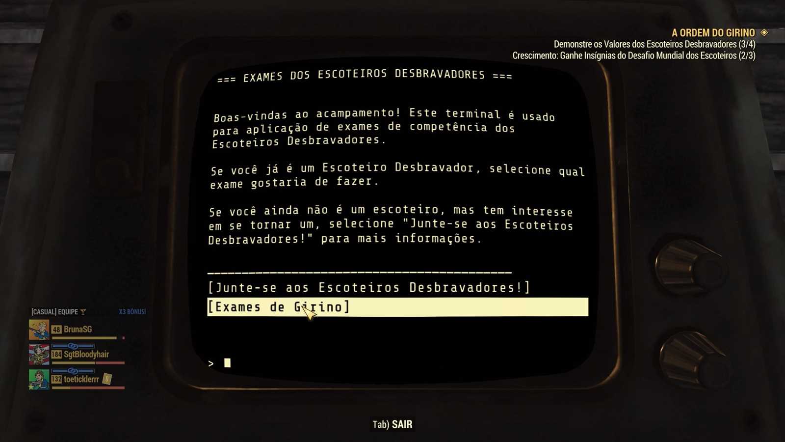 scout exam answers fallout 76