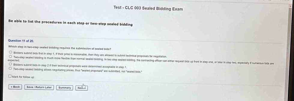 clc 003 sealed bidding exam answers