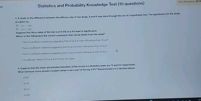 exam statistics questions and answers