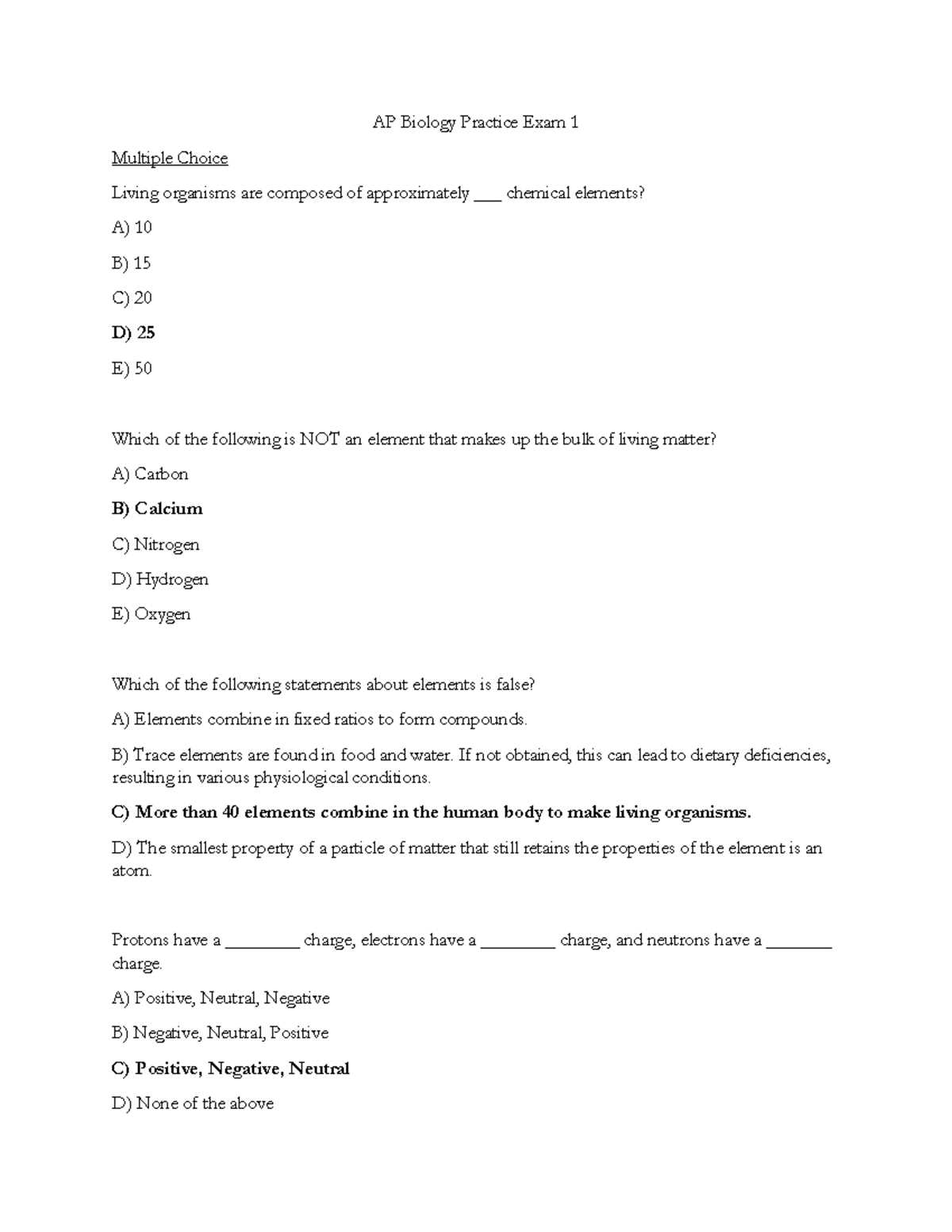 2025 practice exam 1 mcq ap bio answers