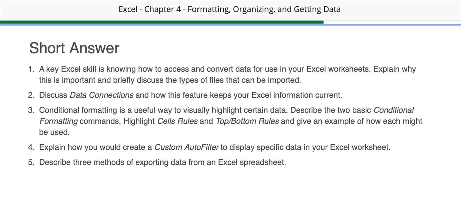 excel chapter 1 answer key