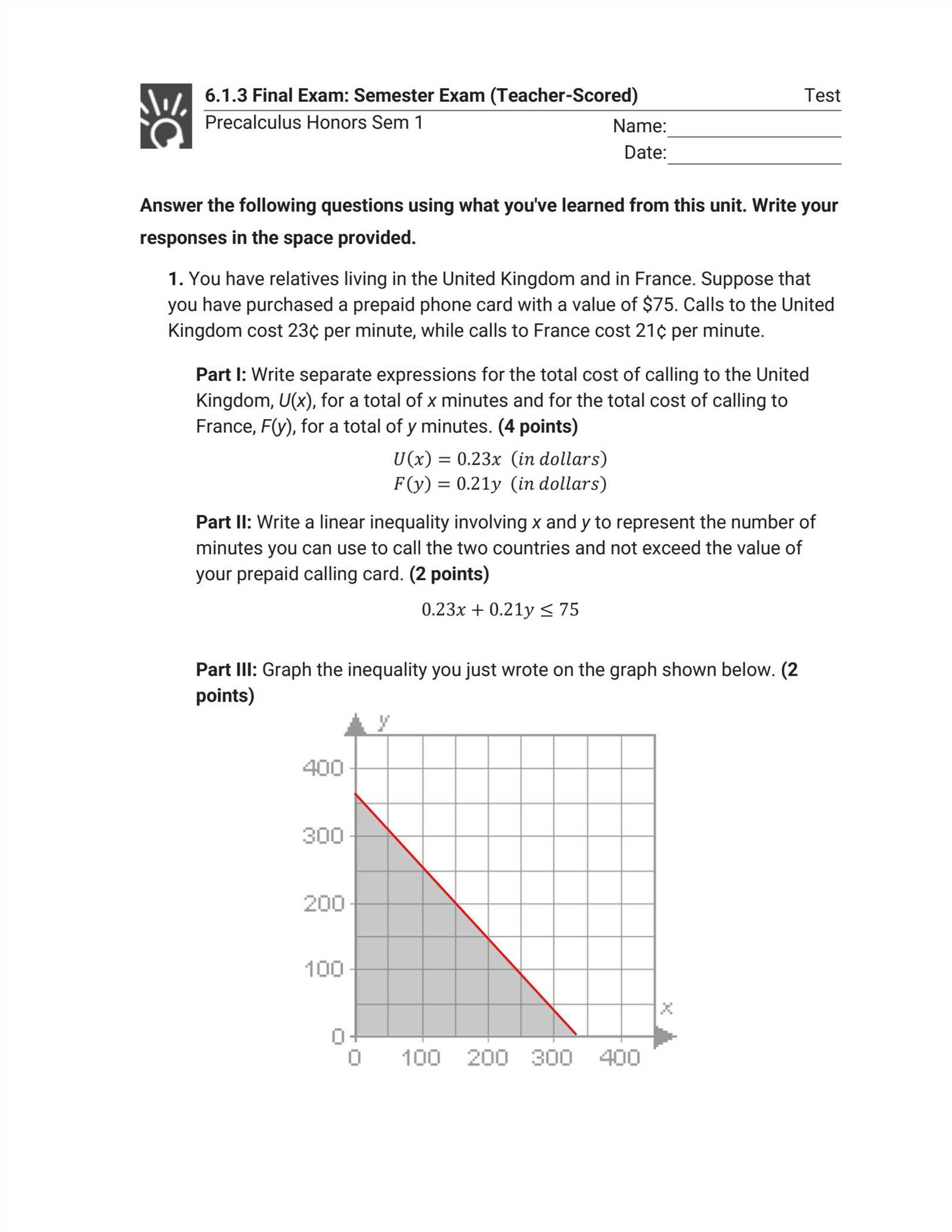 pre calc final exam with answers