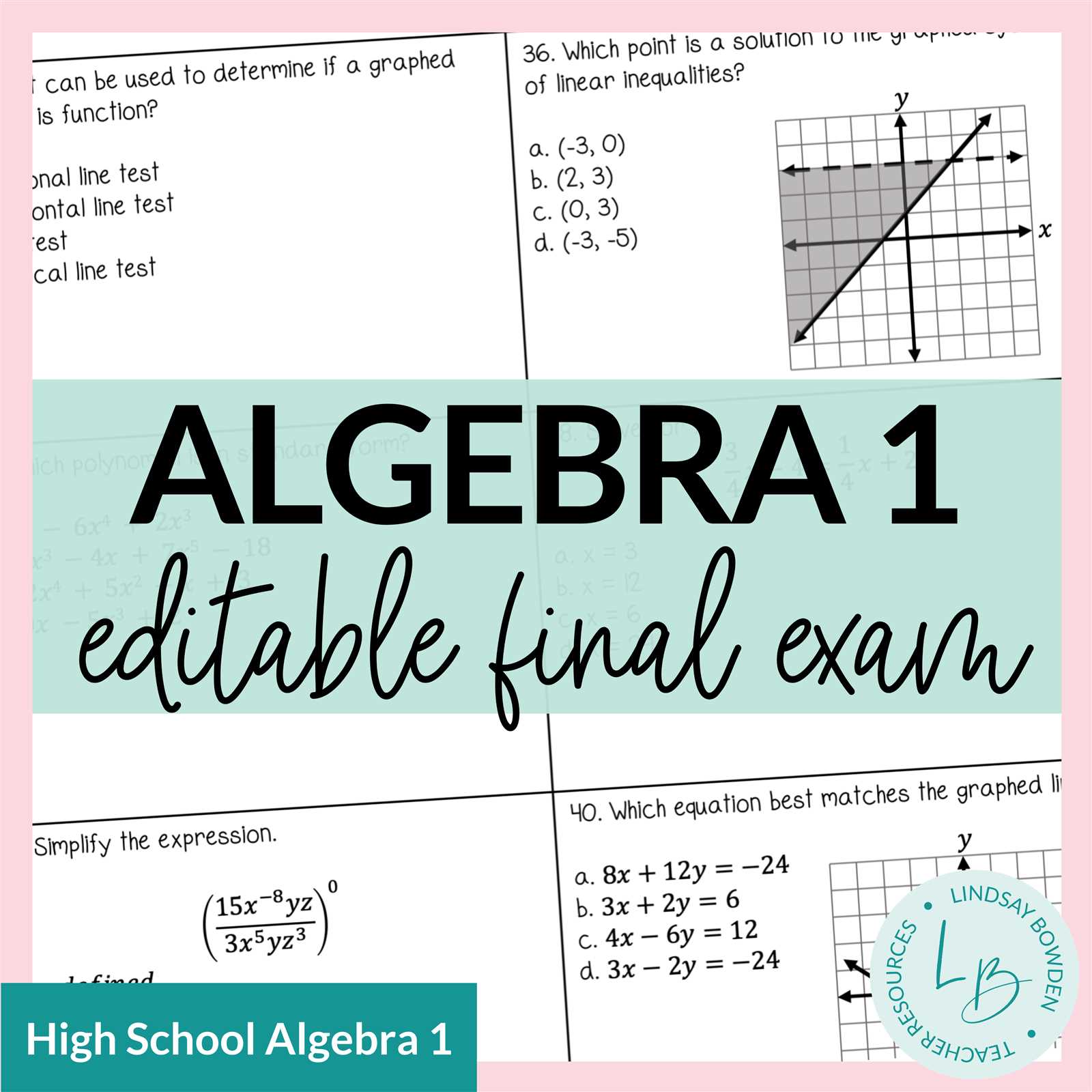 algebra 1 final exam answers