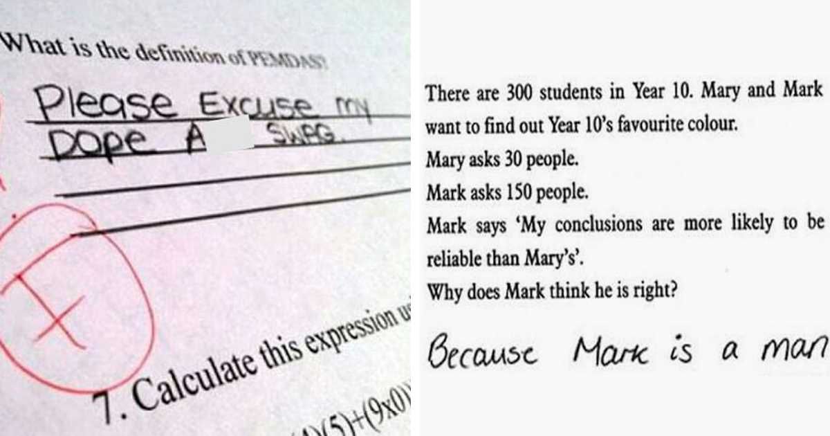 funny test answers from smartass kids