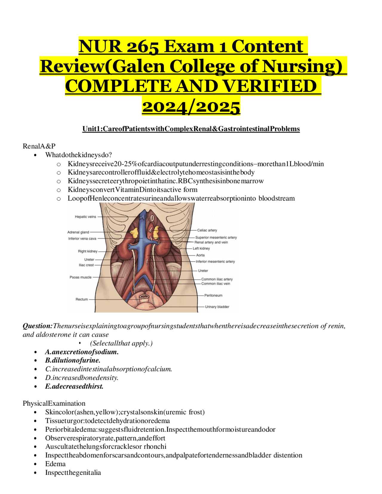 nur 265 exam 1 answers