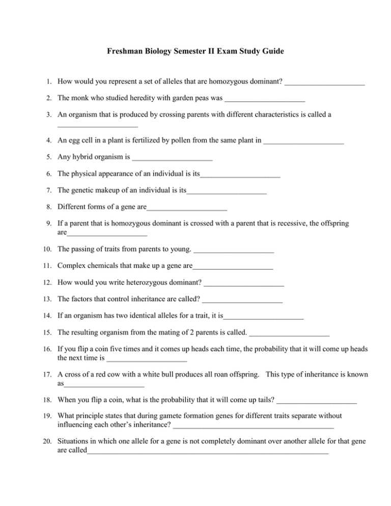 biology end of course exam study guide answers