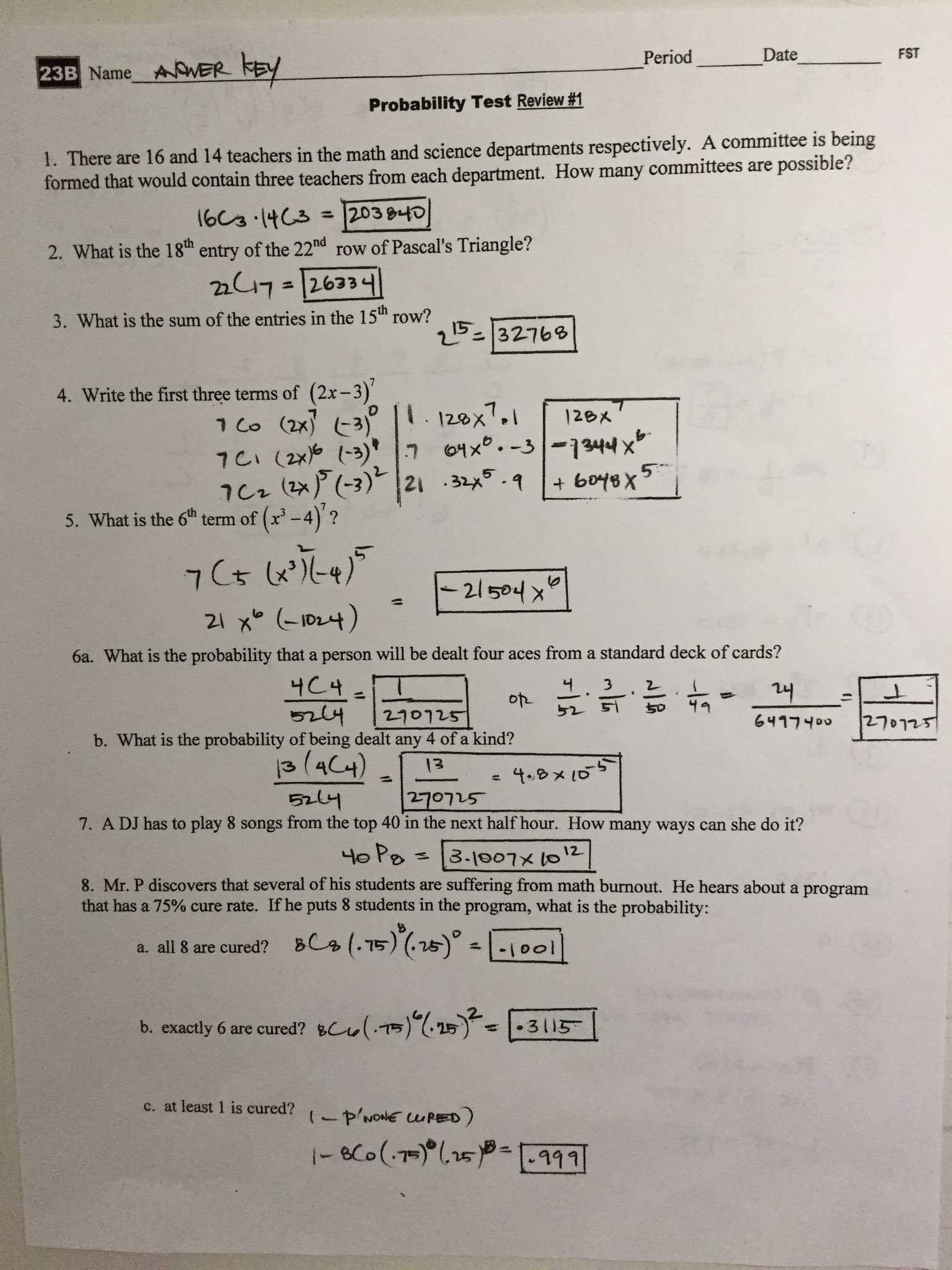 algebra 2 chapter 6 review answer key