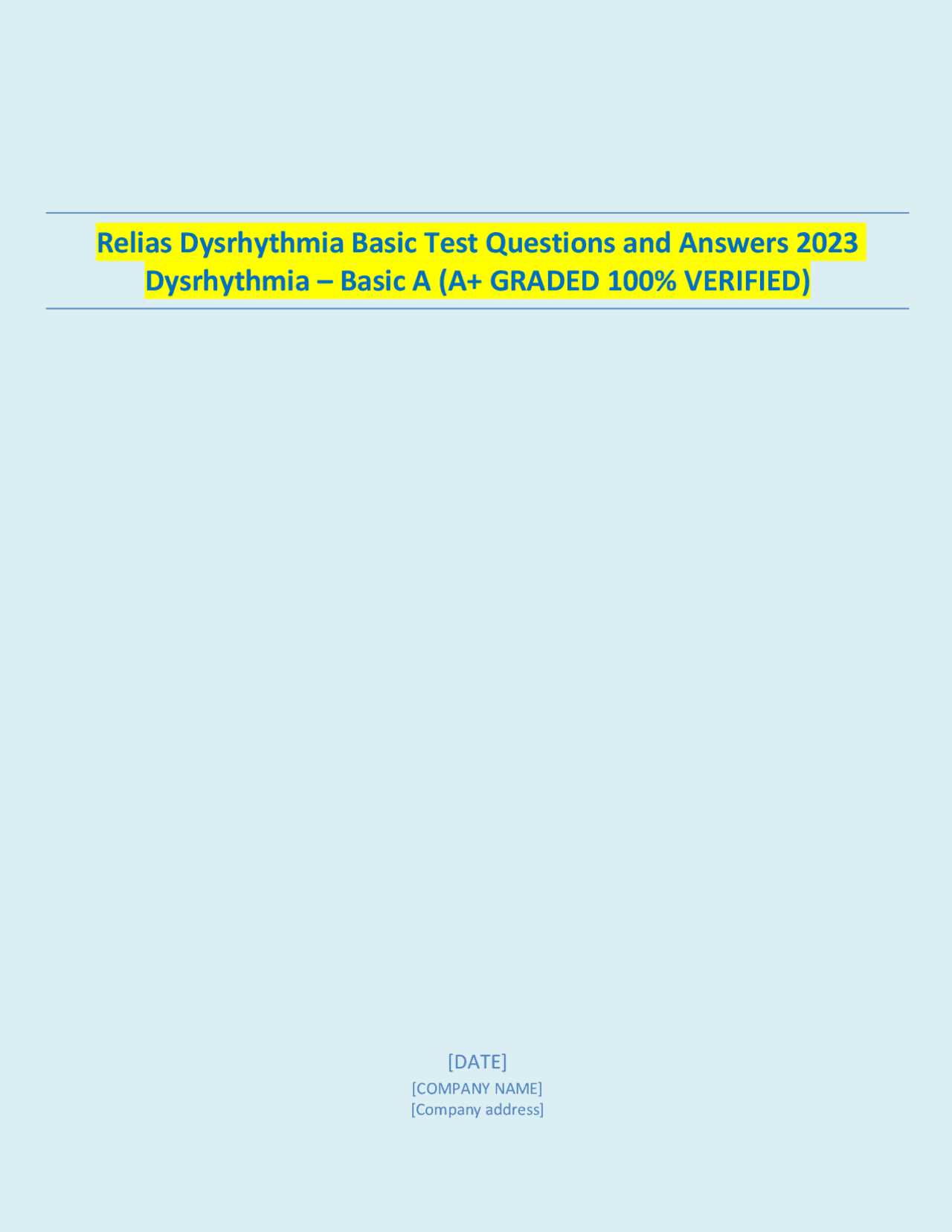 rn.com dysrhythmia exam answers