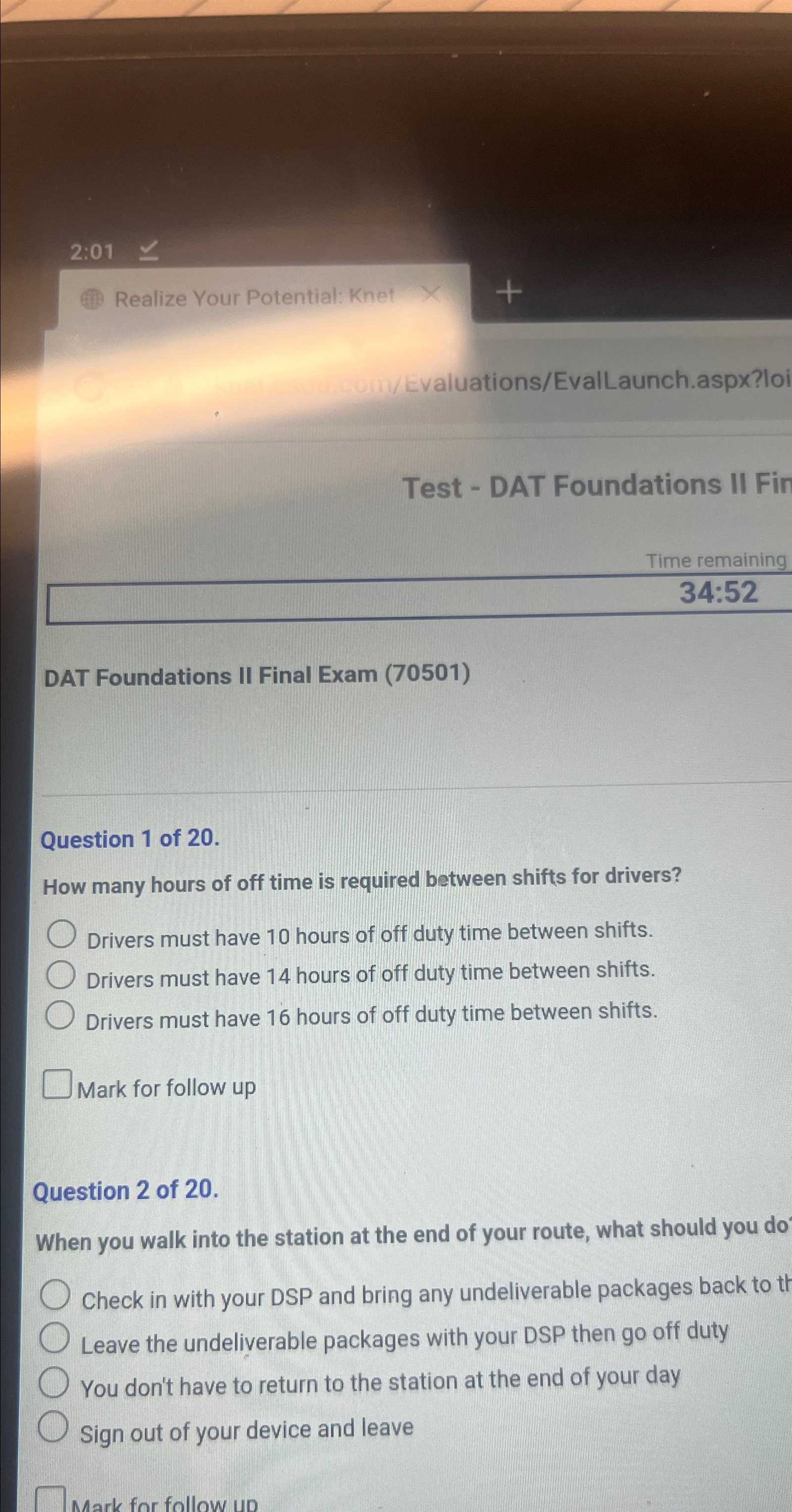 day 2 final exam amazon answers