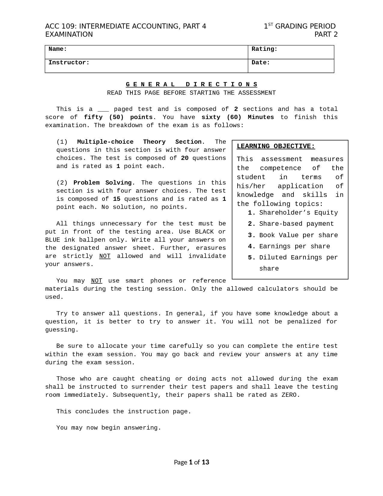 intermediate accounting 1 exam questions and answers