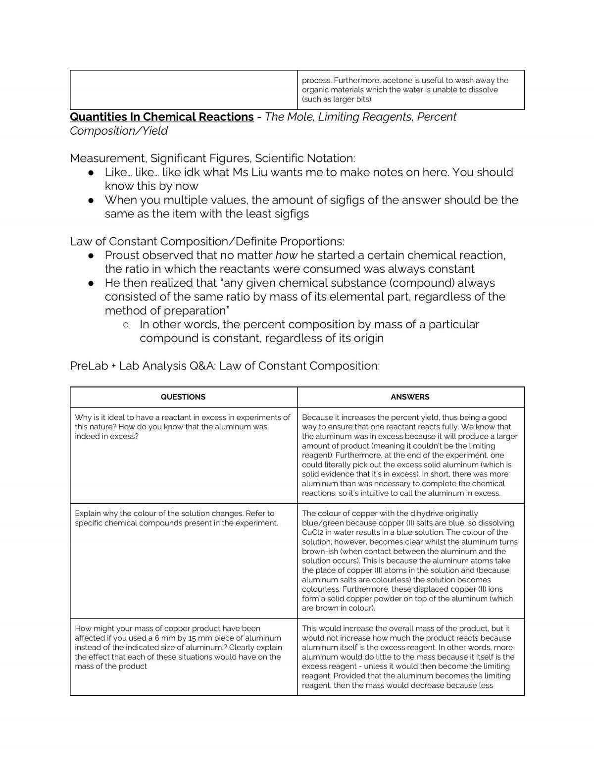 chemistry final exam questions and answers