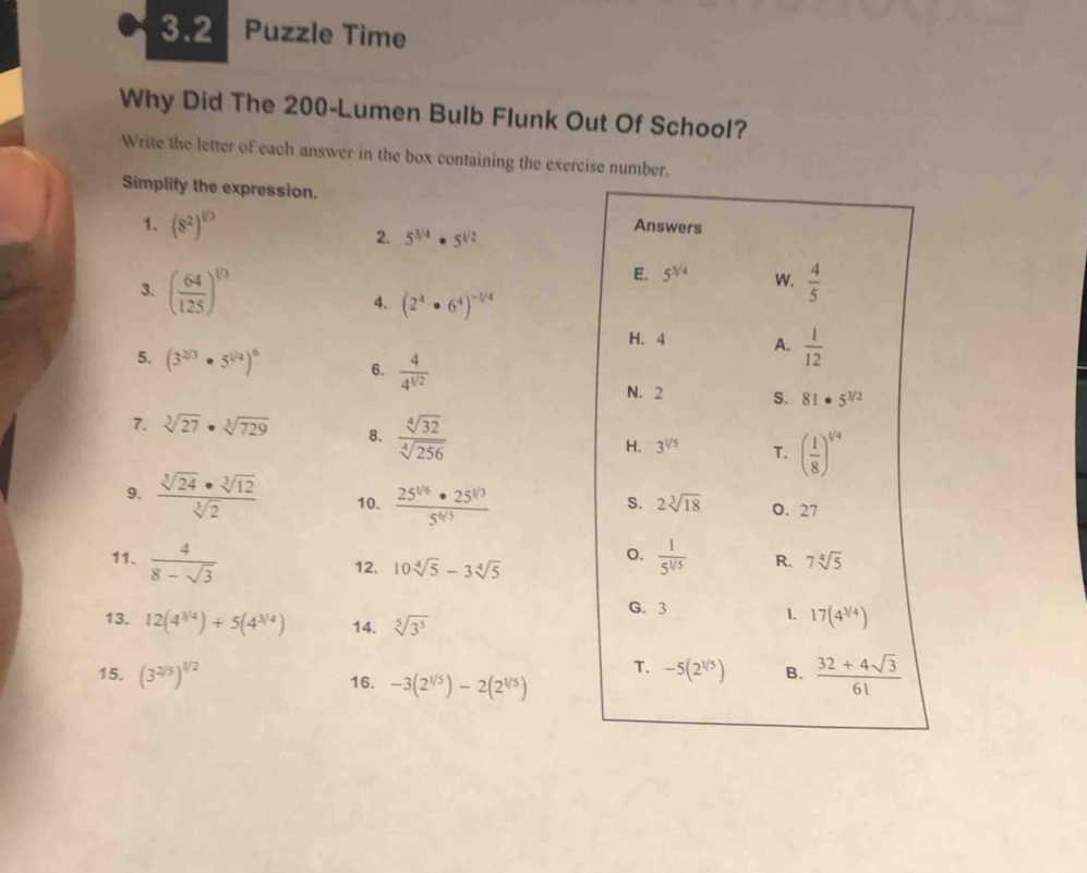 5.2 puzzle time answers