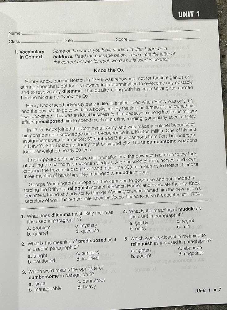 sadlier oxford level d unit 5 answers