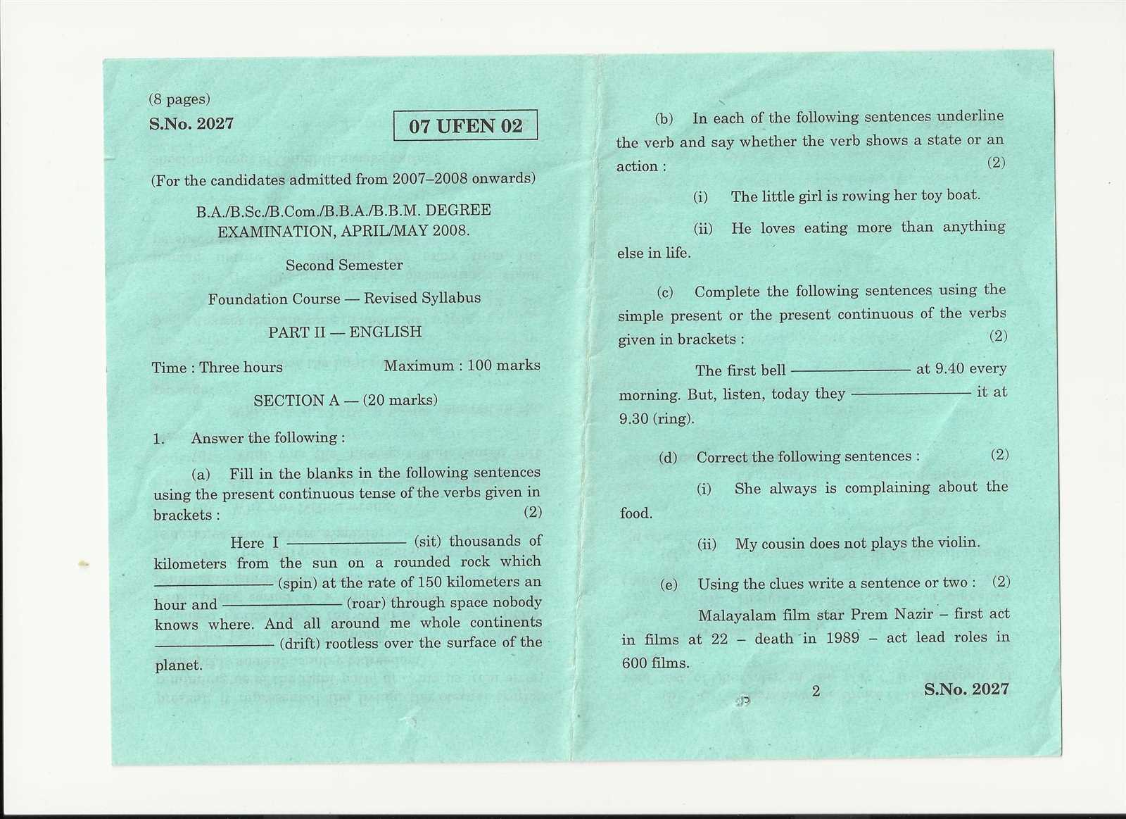 english 2 semester 2 exam answers