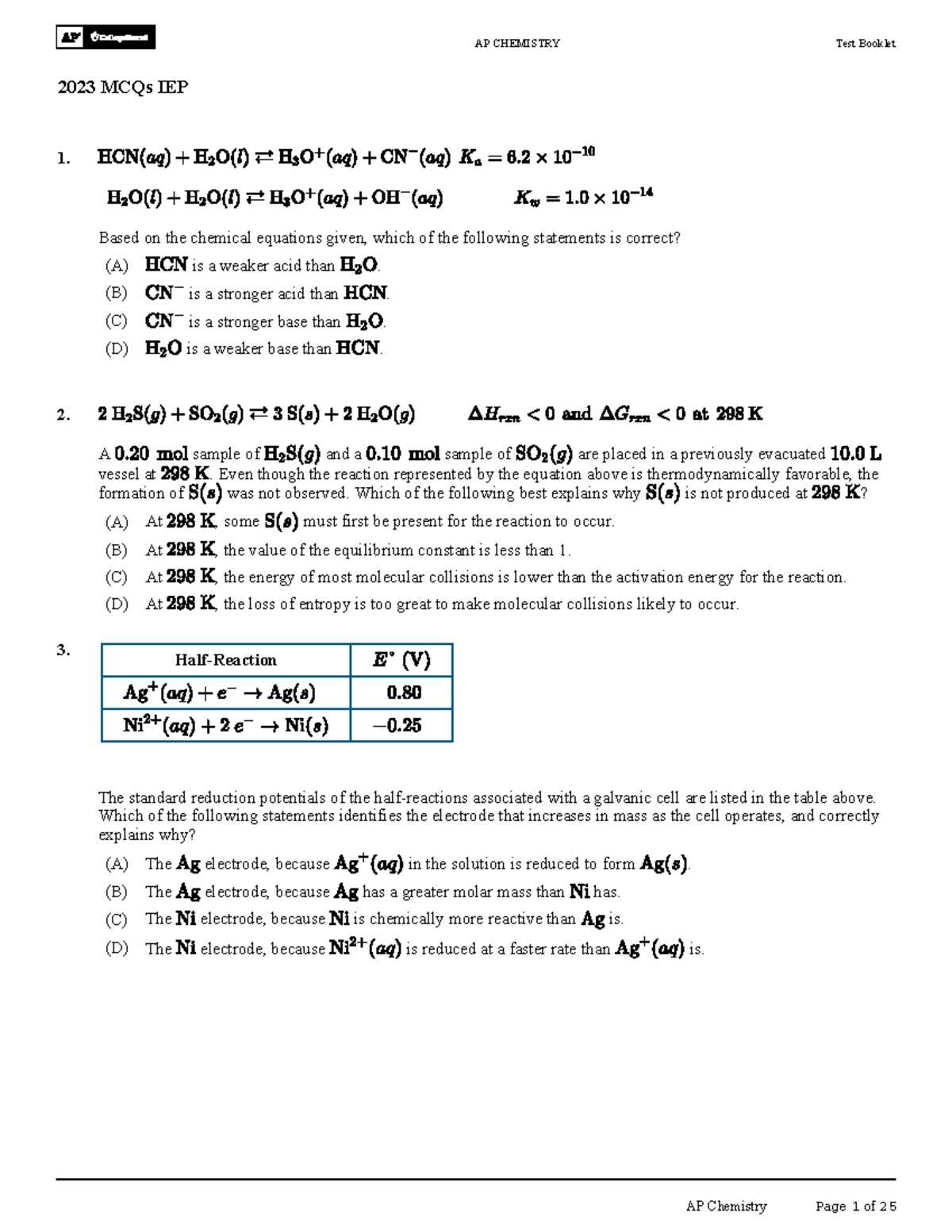 2025 ap chem frq answers