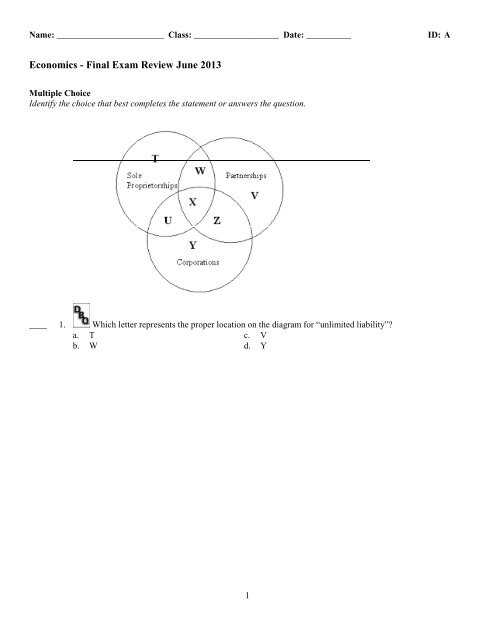 economics final exam answers