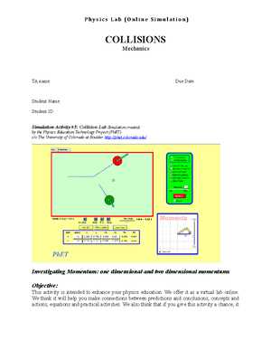 virtual collisions lab answers