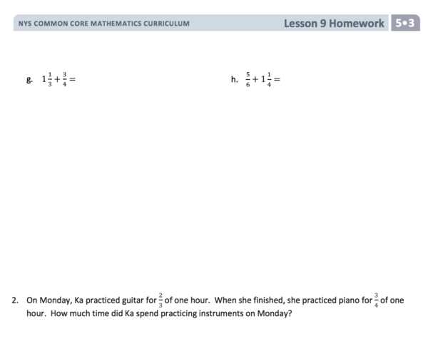 lesson 9 homework answer key