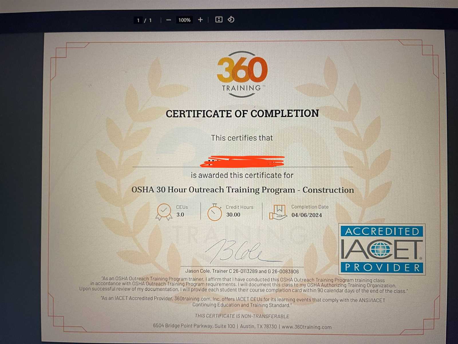 360 training osha 30 test answers