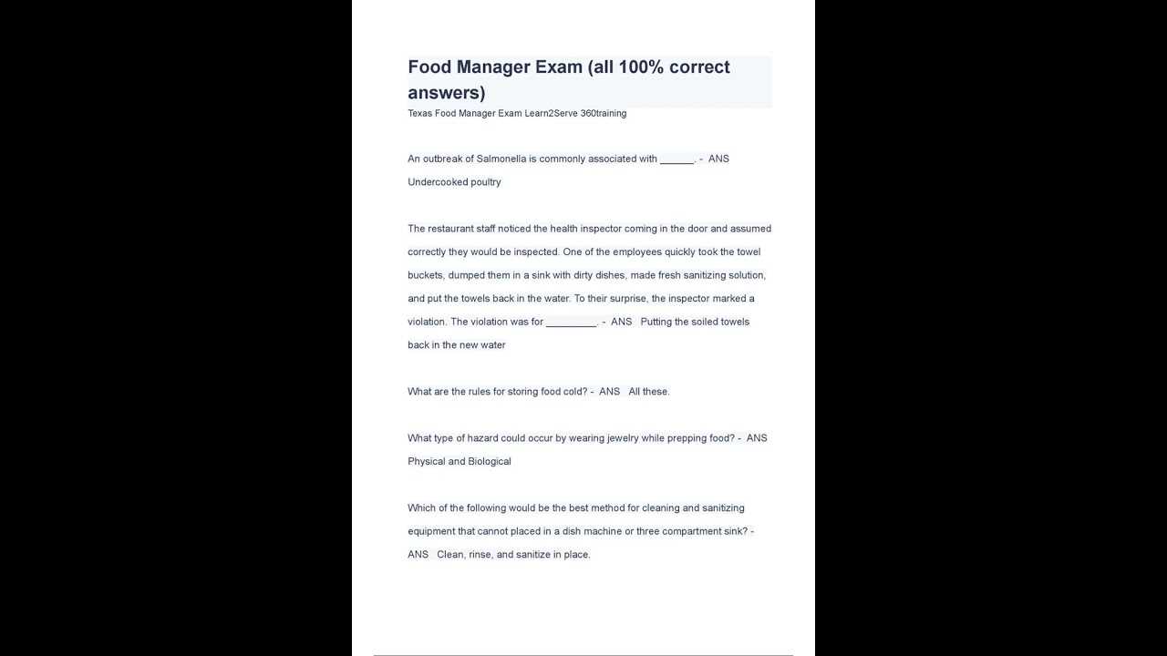 360training food handlers final exam answers