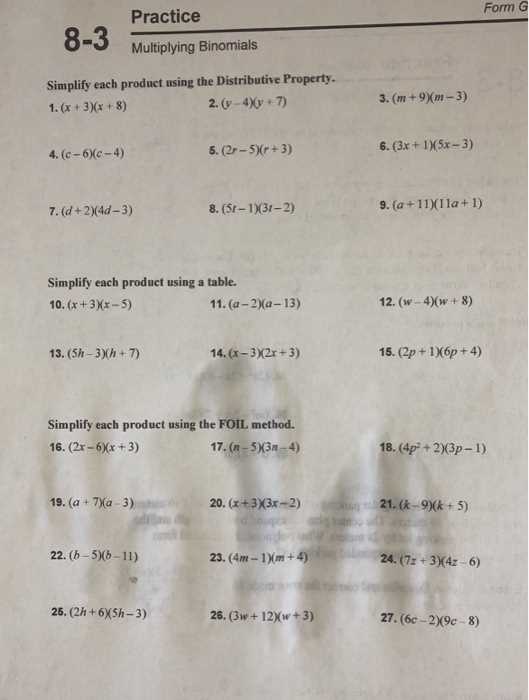 8 6 practice form g answers