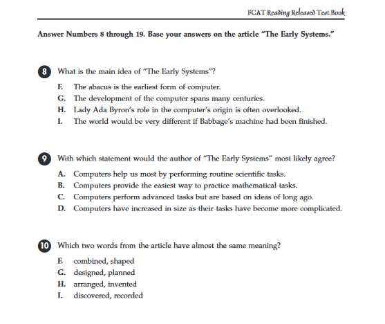 8th grade science fcat practice questions and answers