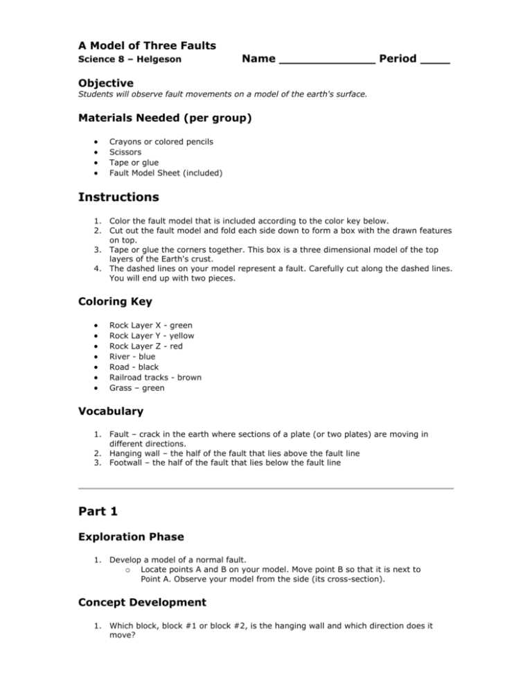 a model of three faults answer key