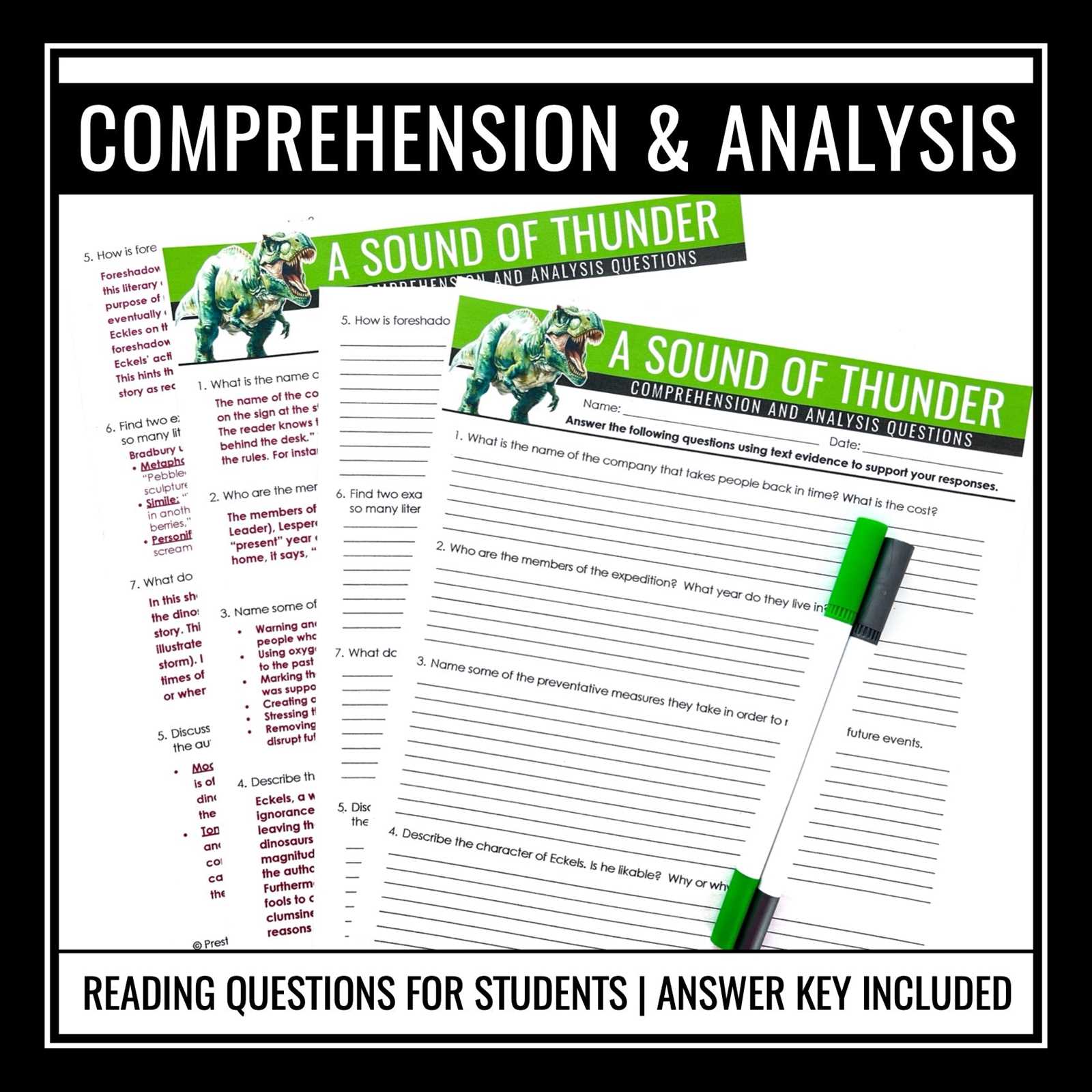 a sound of thunder by ray bradbury answer key