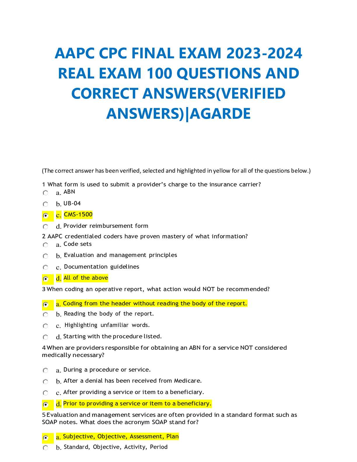 aapc chapter 18 review exam answers