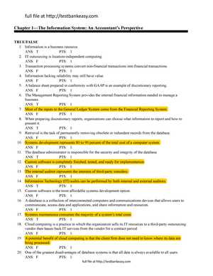 accounting information systems exam questions and answer