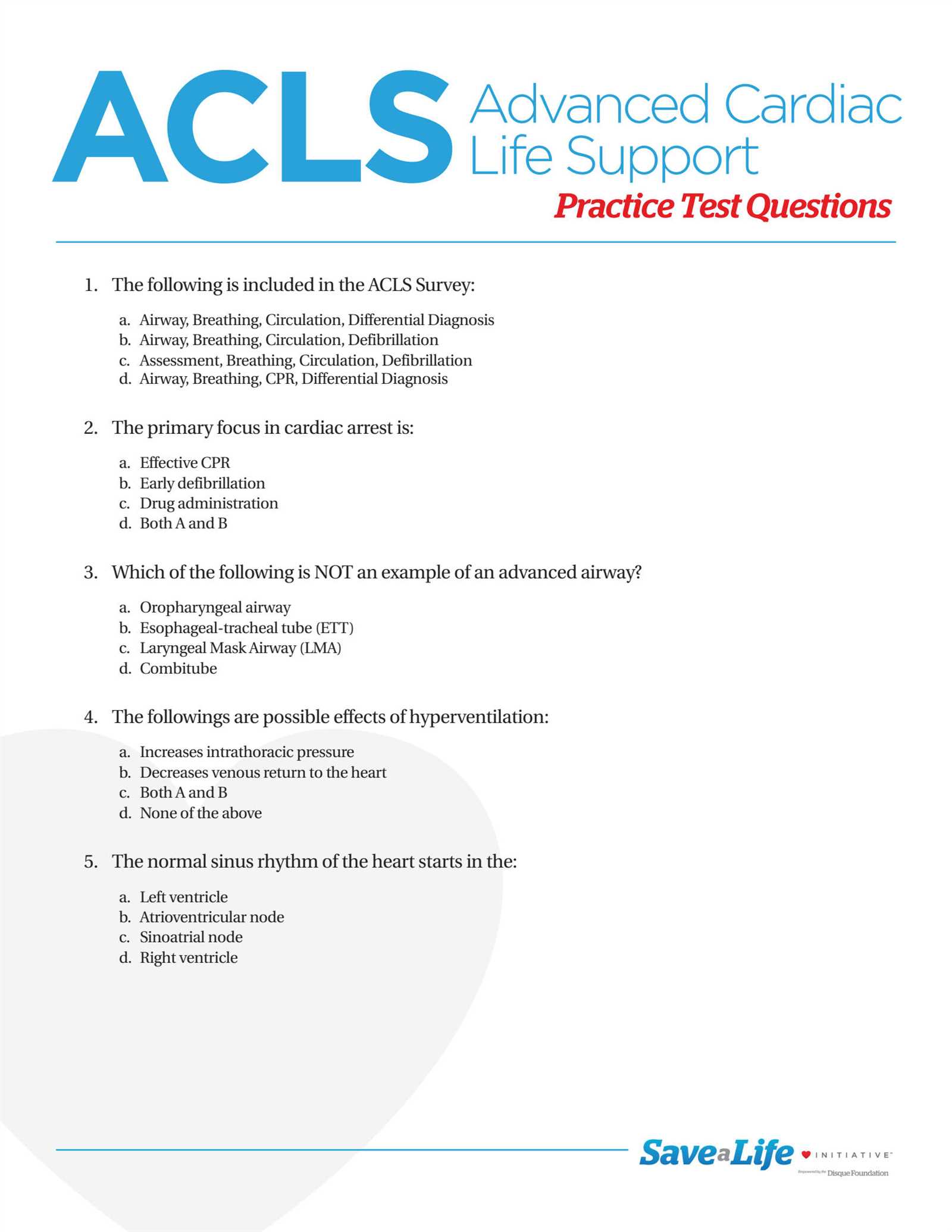 acls practice exam questions and answers