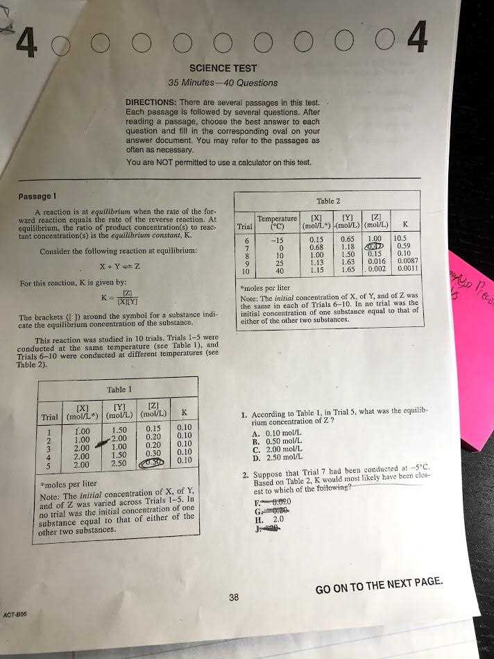 act science test 4 answers