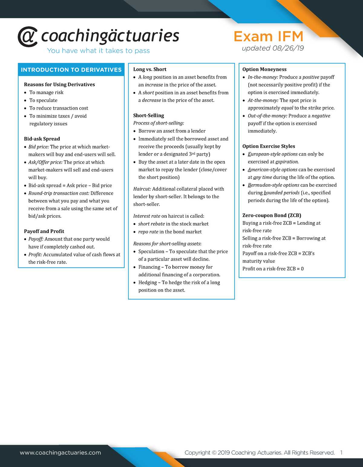 actuary exam p formula sheet