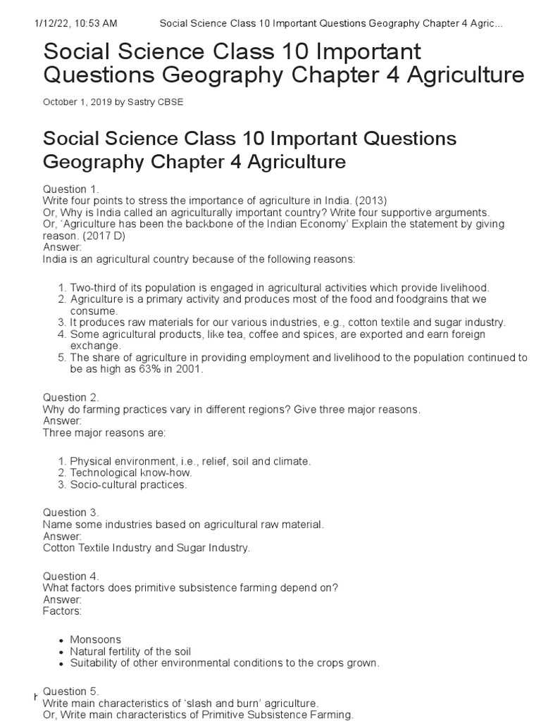 agriculture key issue 4 answers