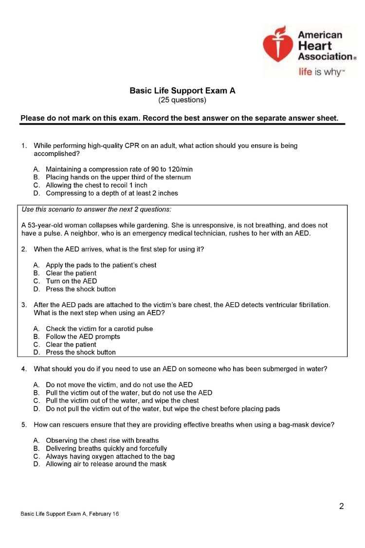 aha bls exam c answers