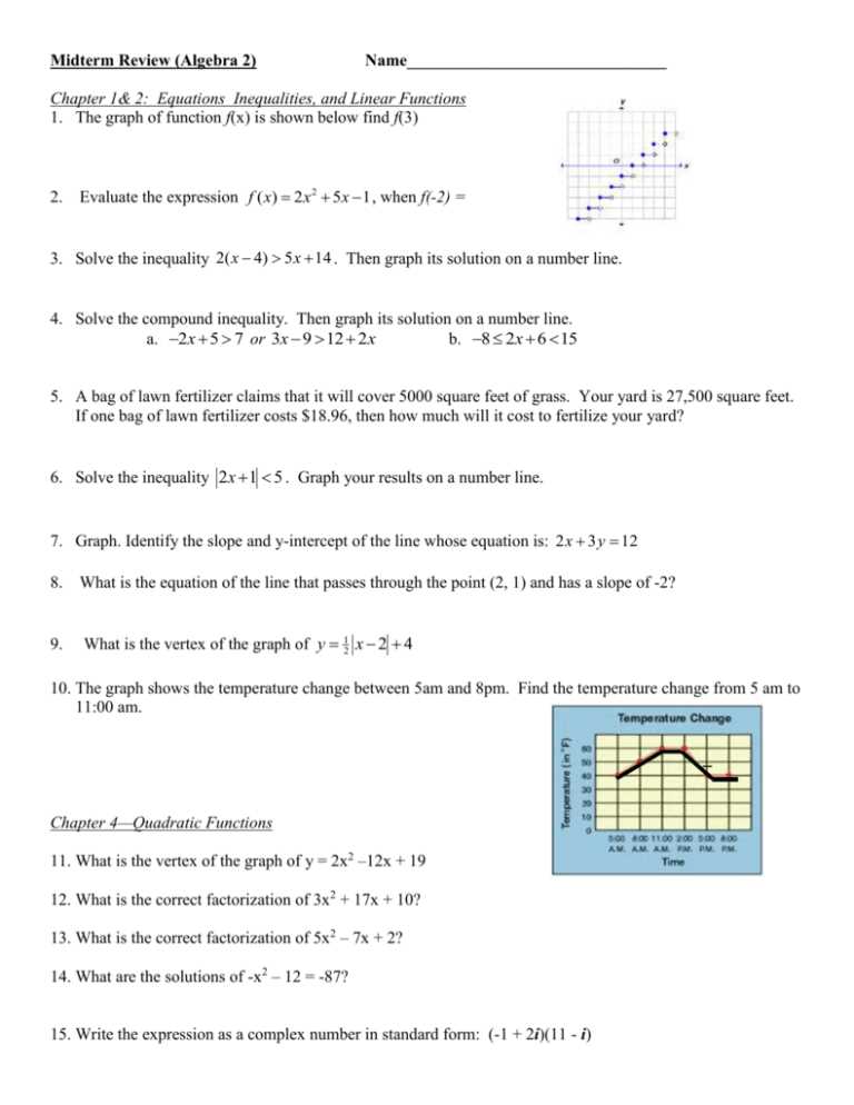 algebra 1 midterm review packet answers