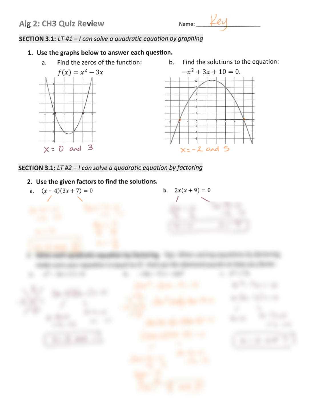 algebra 2 chapter 1 test review answers