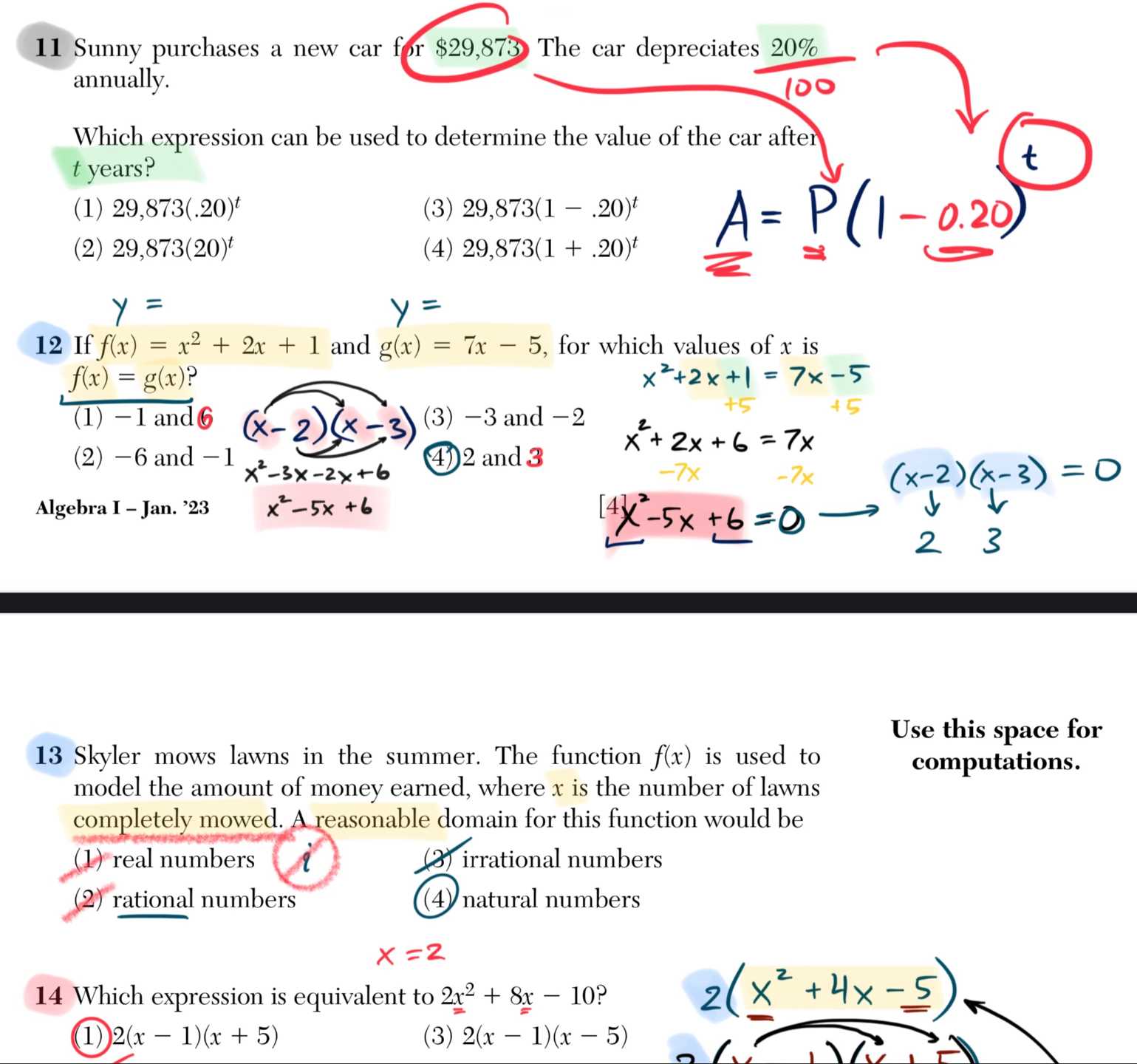 algebra regents january 2025 answers