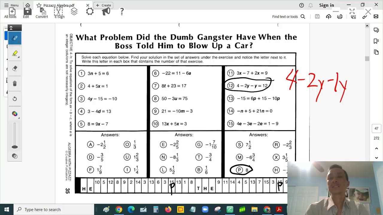 algebra with pizzazz answer key page 25