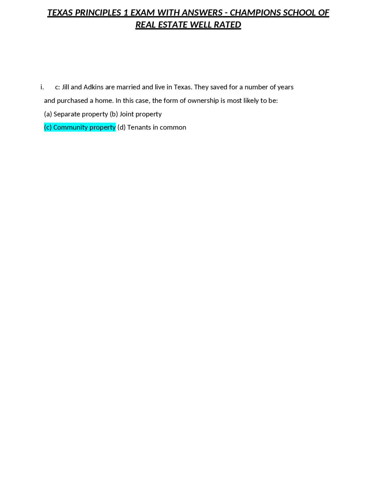 allied real estate principles final exam answers