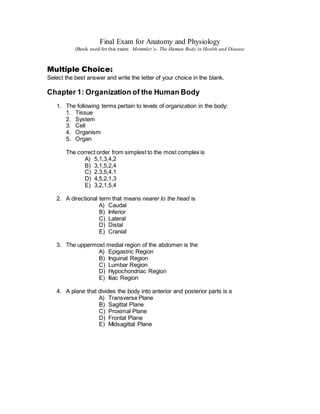 anatomy and physiology 1 exam 3 answers